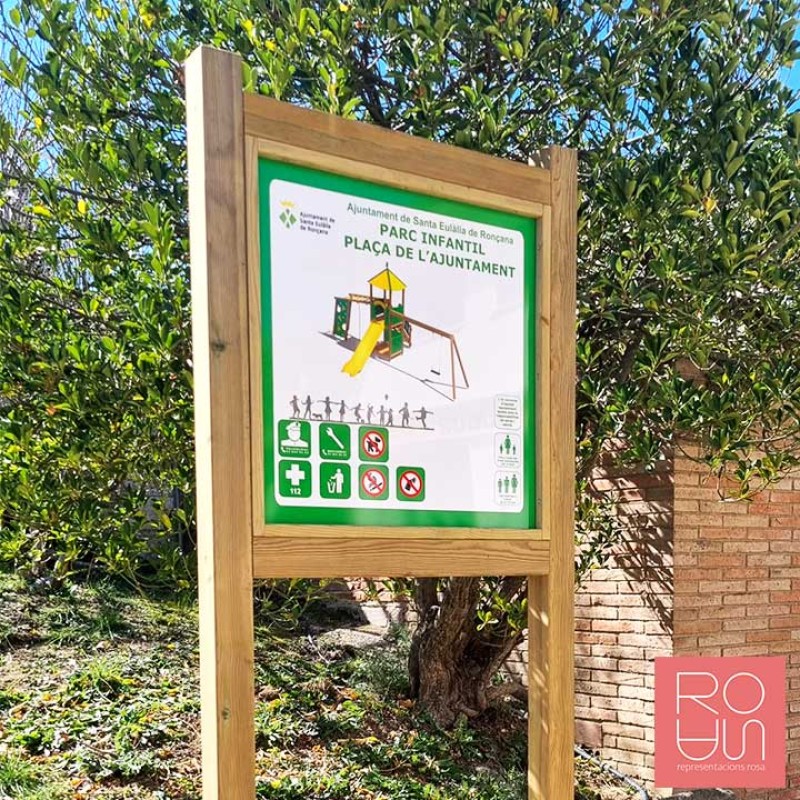 Cartell per parcs infantils ECO fabricat en fusta 